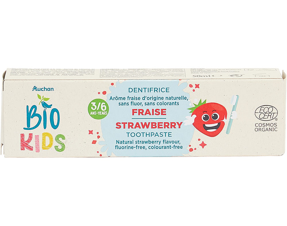 Pasta dentífrica auchan bio kids morango 50ml