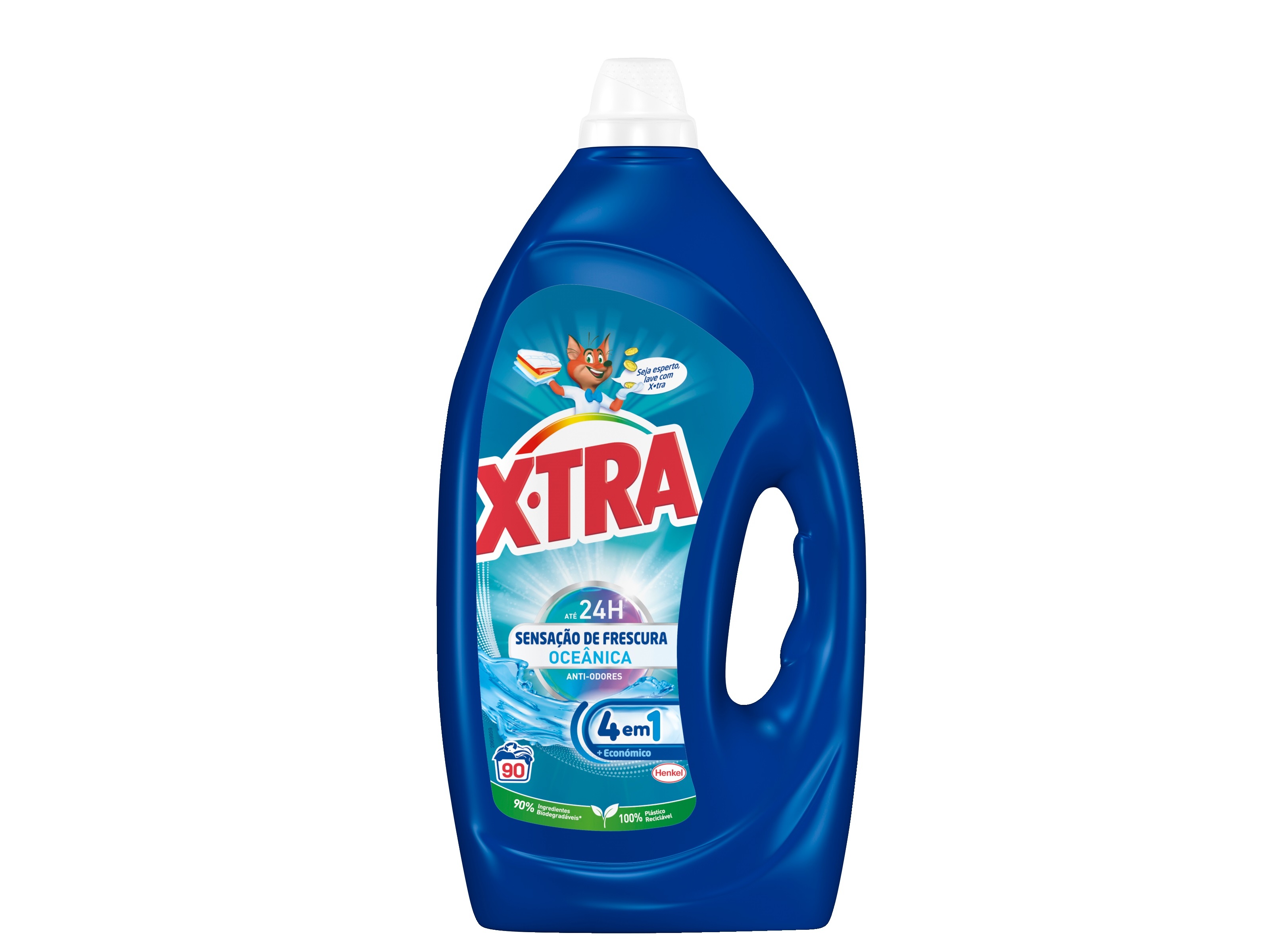 Detergente roupa máquina liquído x-tra frescura oceânica gel 90doses