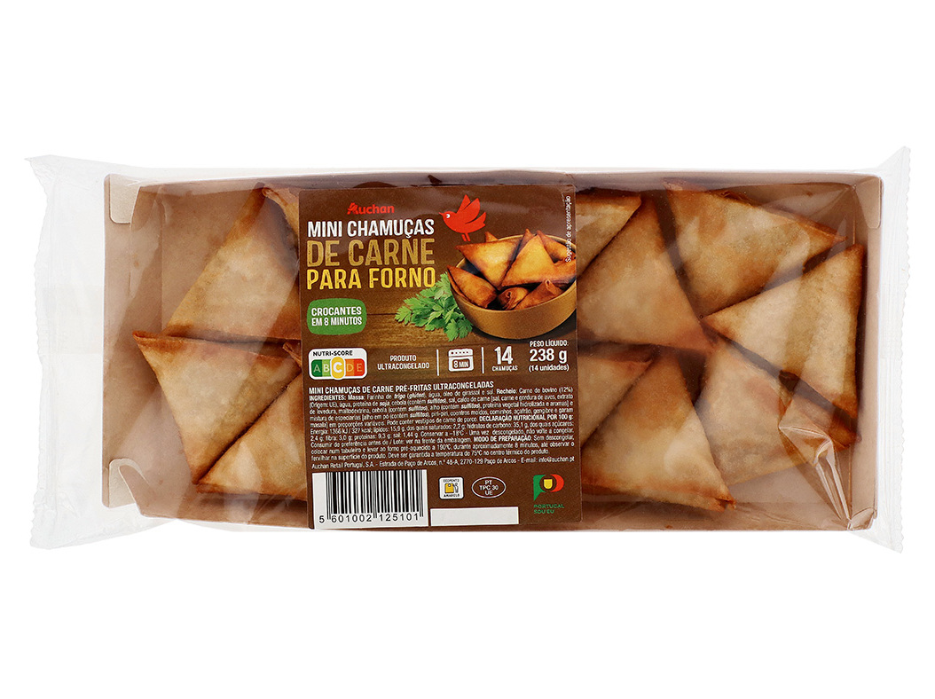 Mini Chamuças Auchan De Carne P/ Forno 14un 238g Auchan