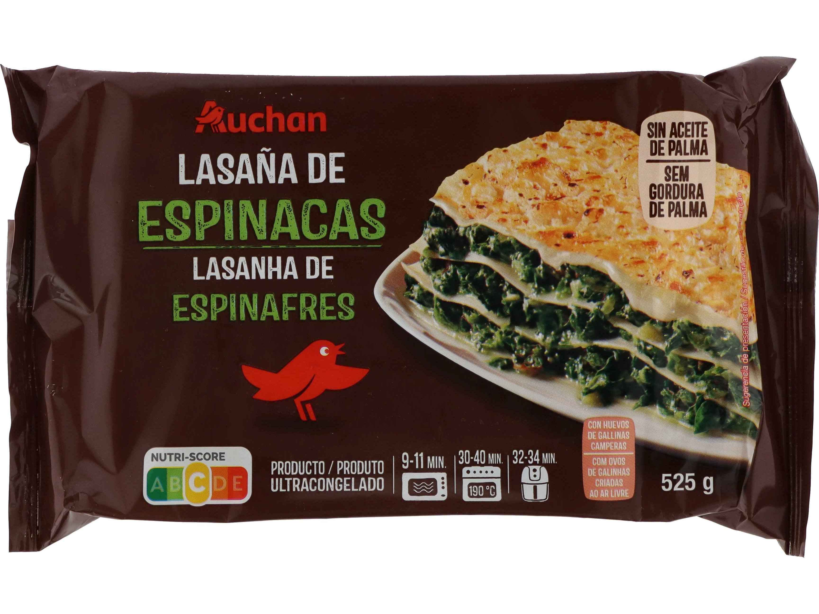 Lasanha De Espinafres Auchan Ultracongelado 525g Auchan
