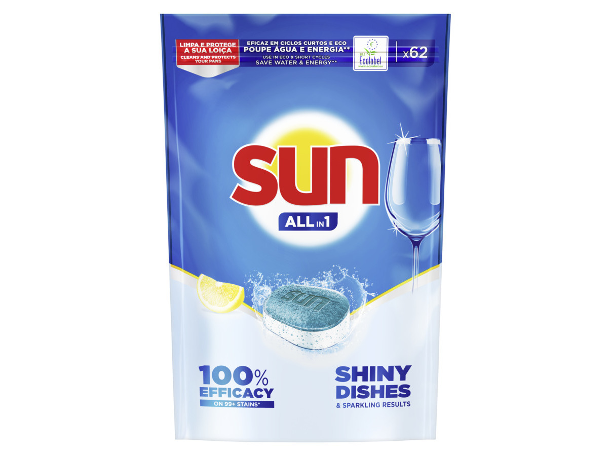 Detergente loiça máquina sun all in one limão 62 pastilhas