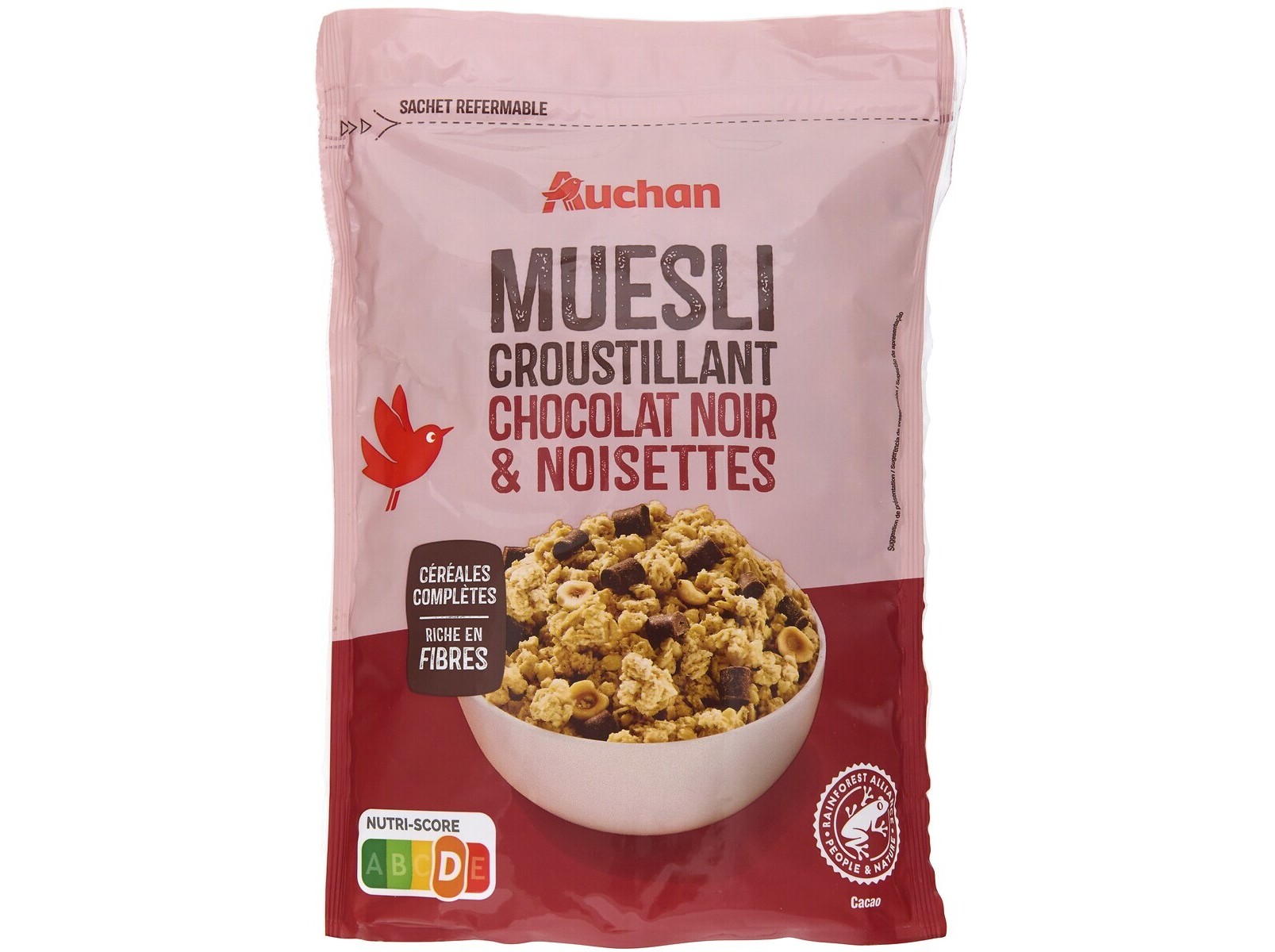 Cereais Auchan Muesli Chocolate Preto E Avelãs 450g Auchan