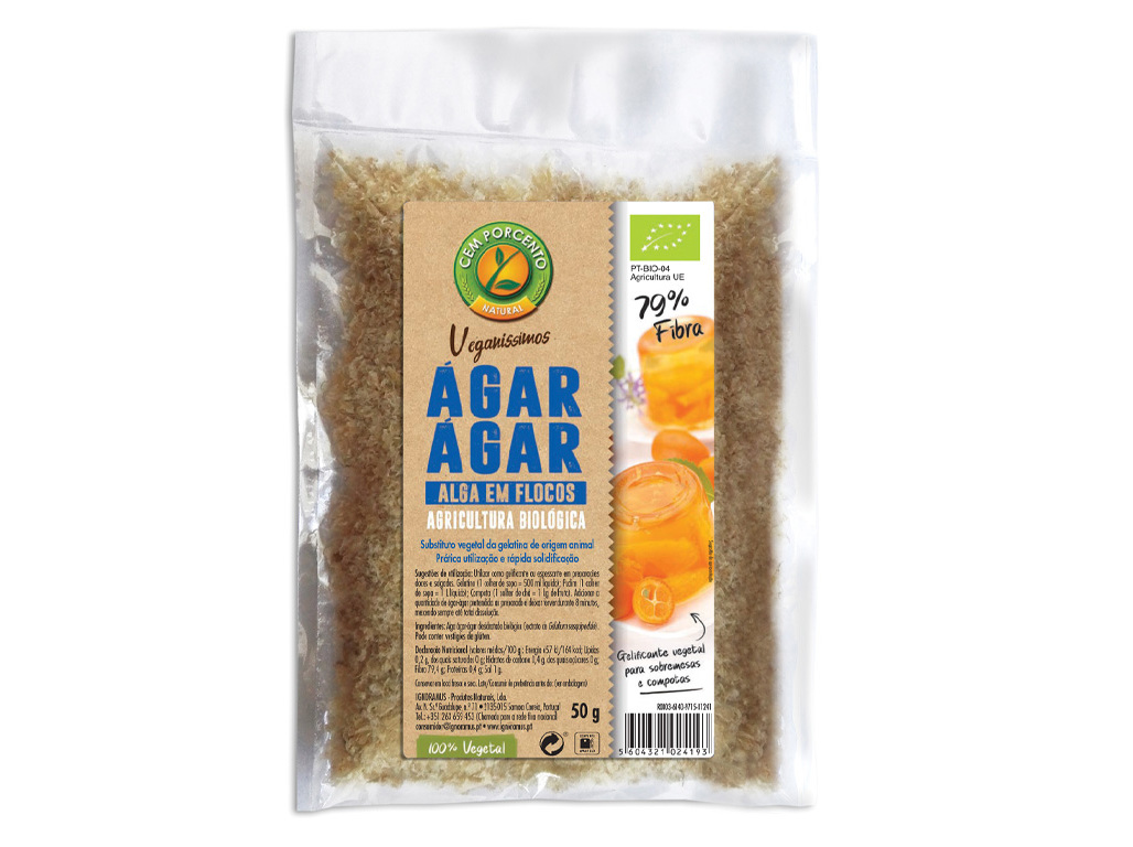 Geleificante cem porcento agar agar bio em flocos 50g