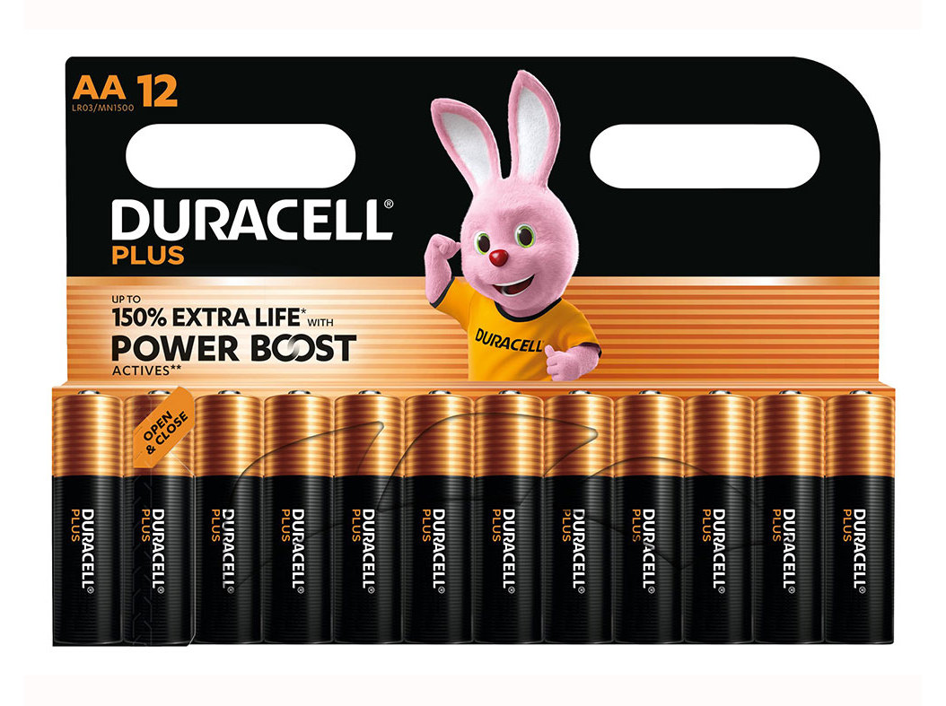 Pilha alcalina duracell plus aa pack 12 unidades