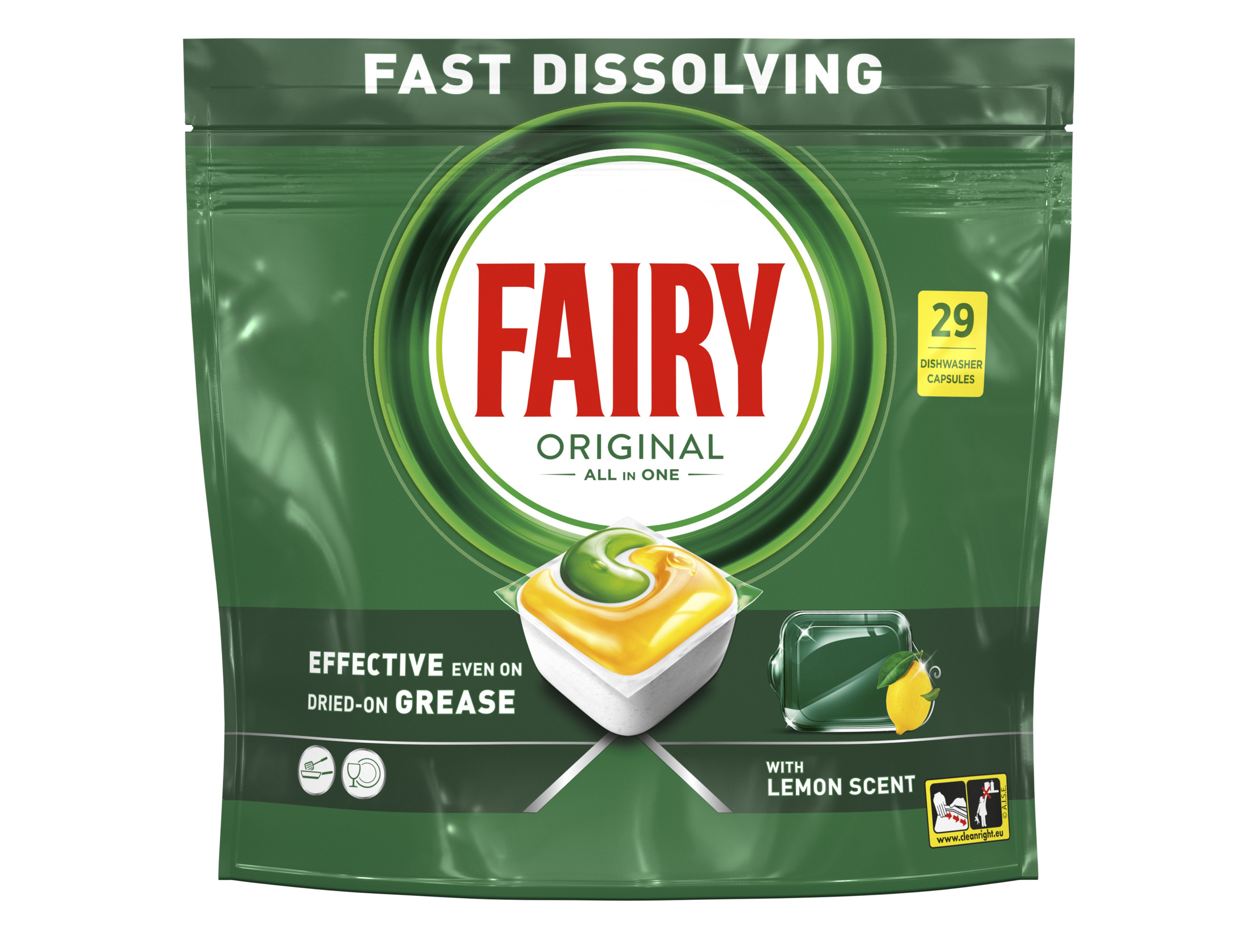 Detergente loiça máquina fairy tudo em um original 29pastilhas