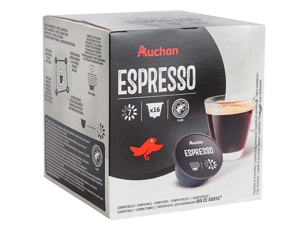 Cápsulas café dg auchan expresso int.7 16un