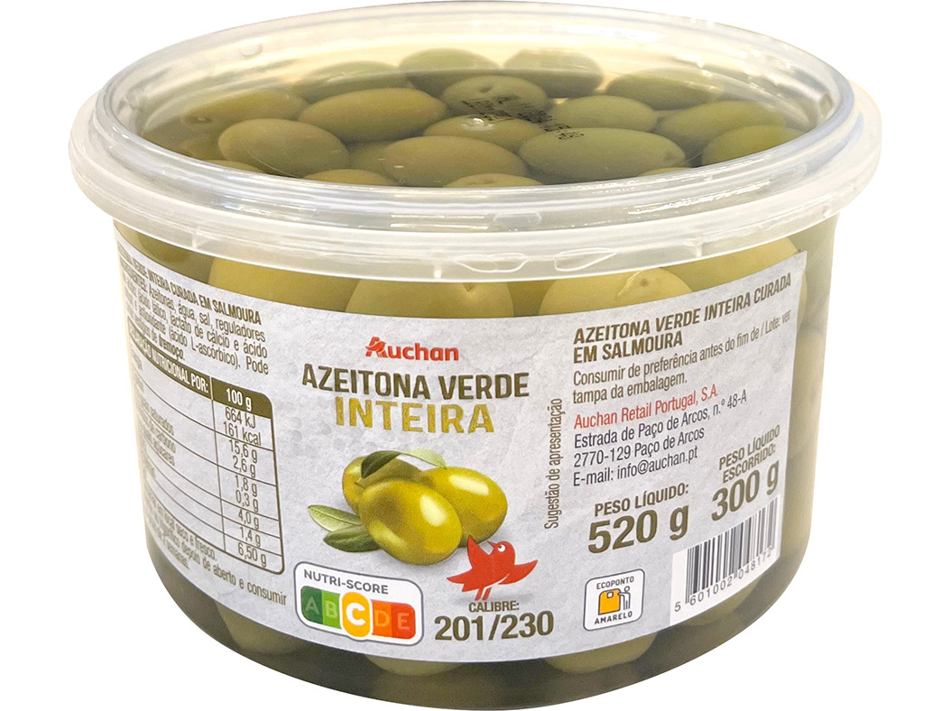 Azeitona Verde Auchan Inteira 520(300)g Auchan