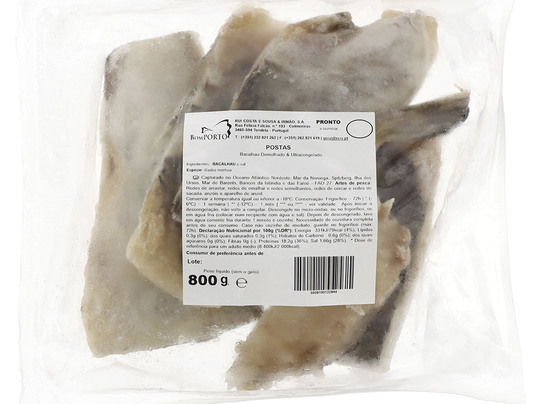 Bacalhau Demolhado Bomporto Postas 800g # Bomporto