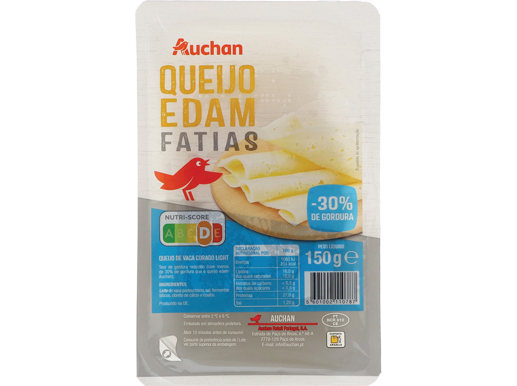 Queijo Edam Auchan Fatias Light 150 G Auchan