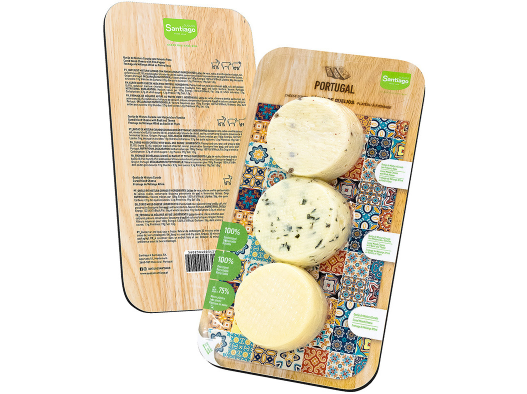 Tabua de queijo santiago sabores mistura 3x90g