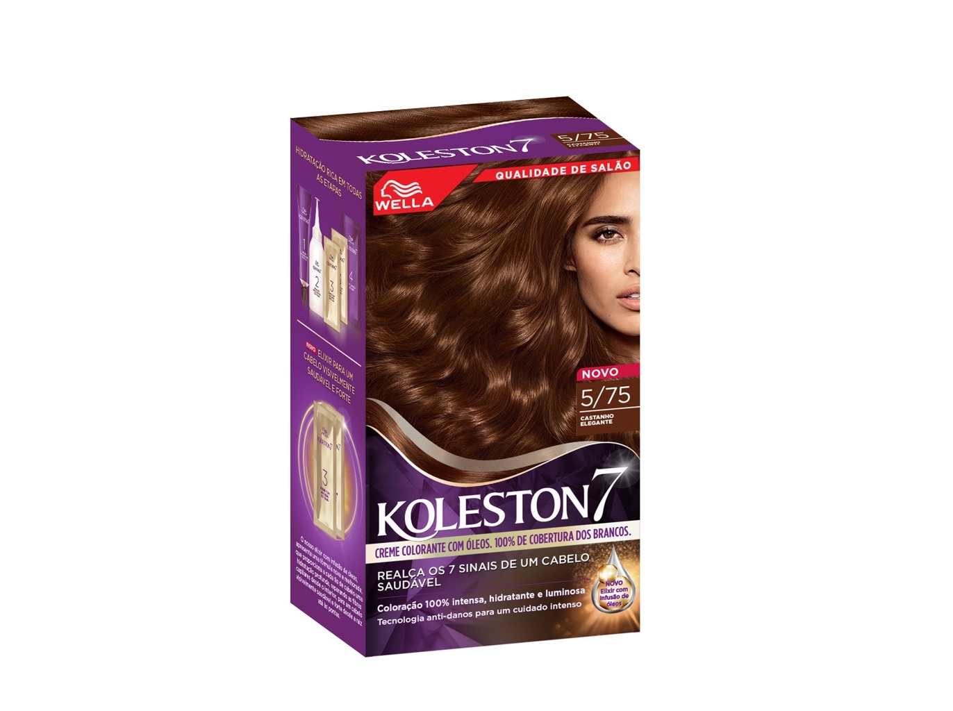 Coloração permanente koleston 5/75 castanho elegante