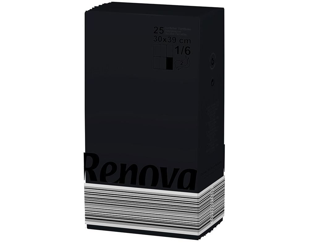 Guardanapos dobrados folha dupla renova preto 30x39cm pack 25 unidades