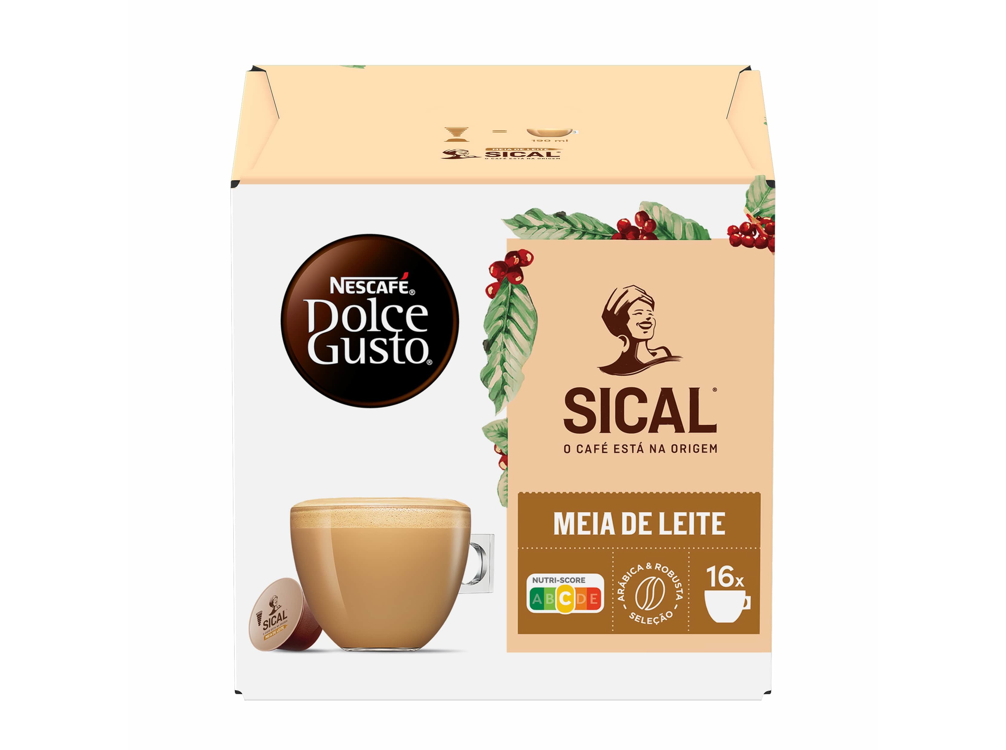 Cápsulas dolce gusto sical meia de leite 16 un