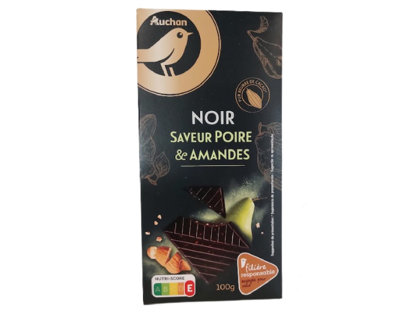 Chocolate Negro Auchan Gourmet C/ Pêra E Pedaços De 