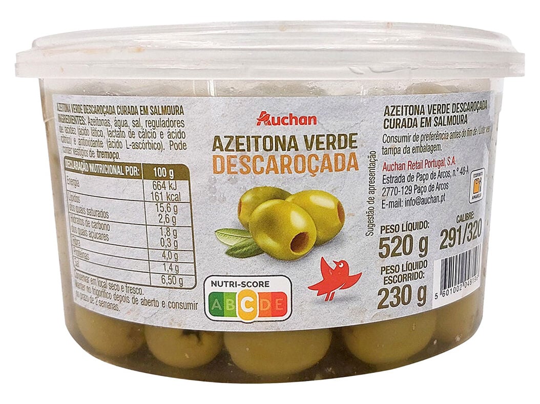 Azeitona Verde Auchan Sem Caroço Taça 520(230)g Auchan