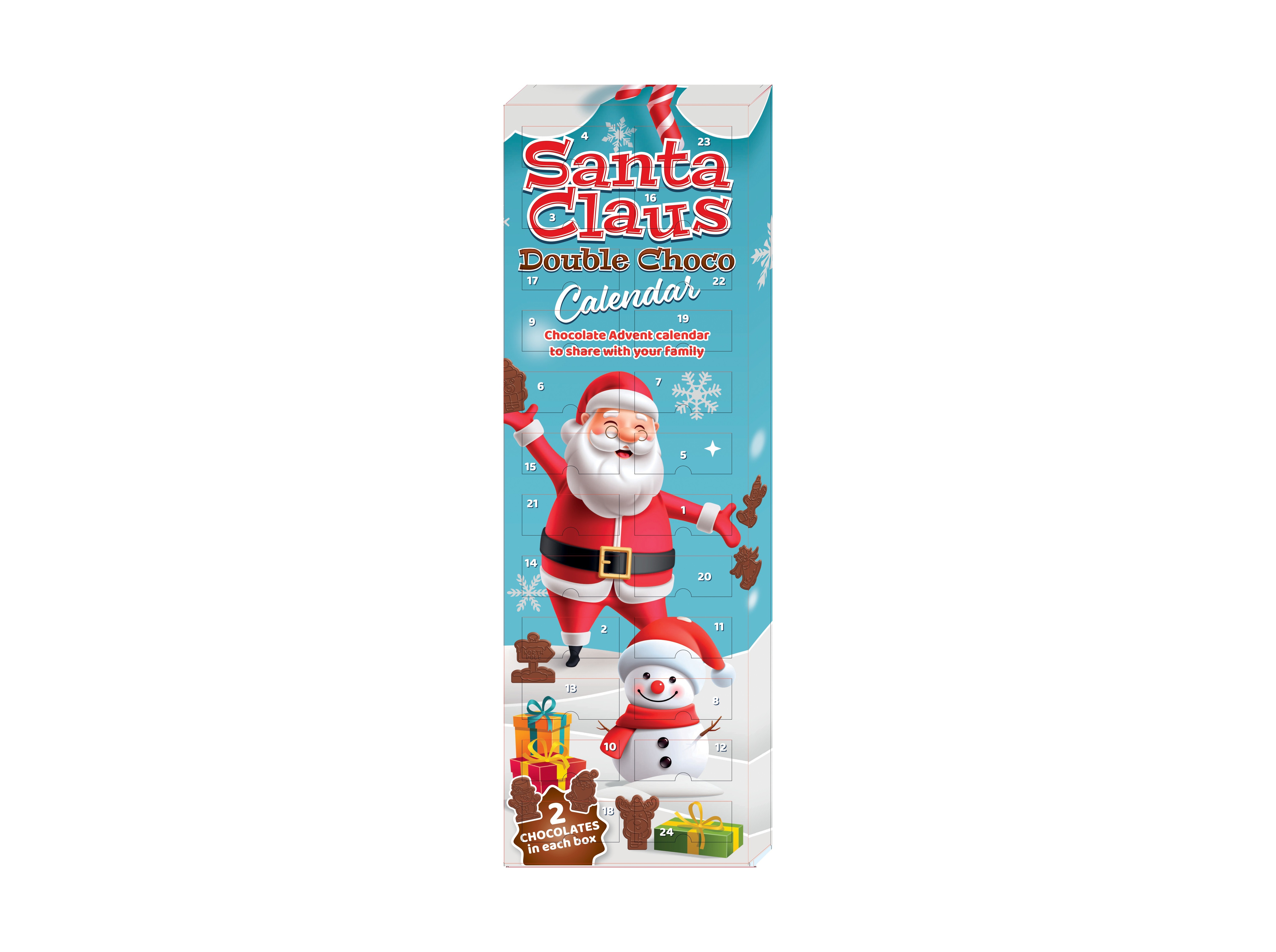Calendário Advento Catelvedere Santa Claus Double Choco 200g