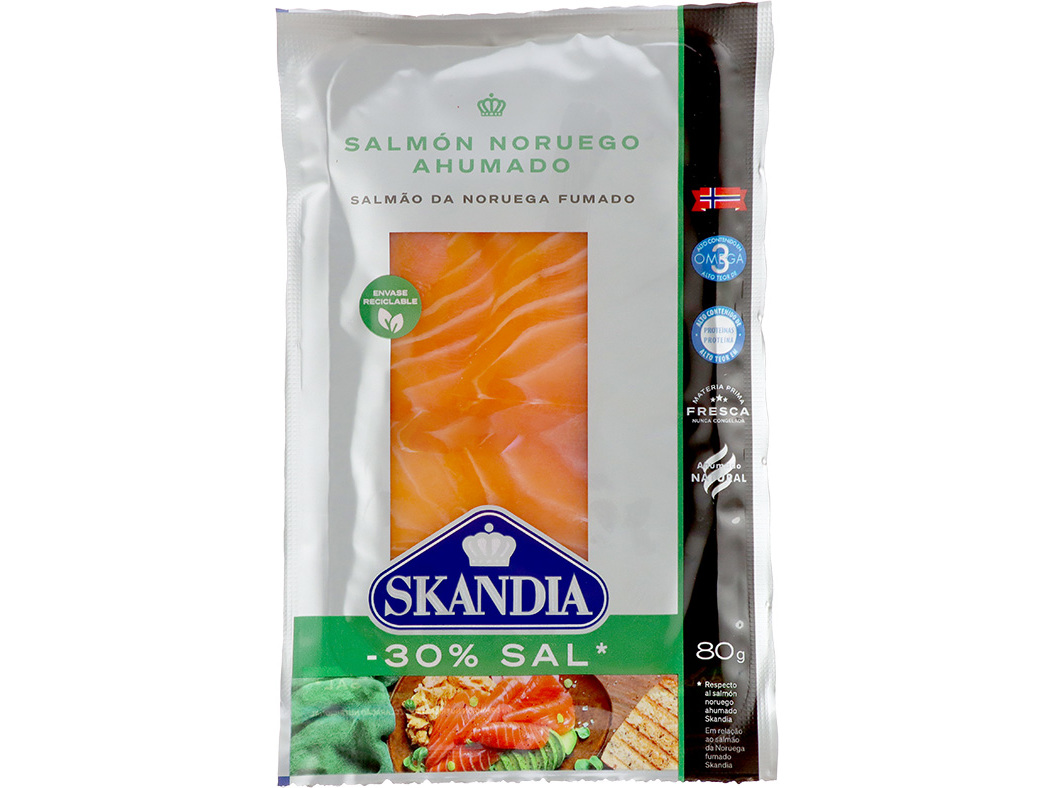 Salmao Fumado Skandia Baixo Teor Sal 80g Skandia