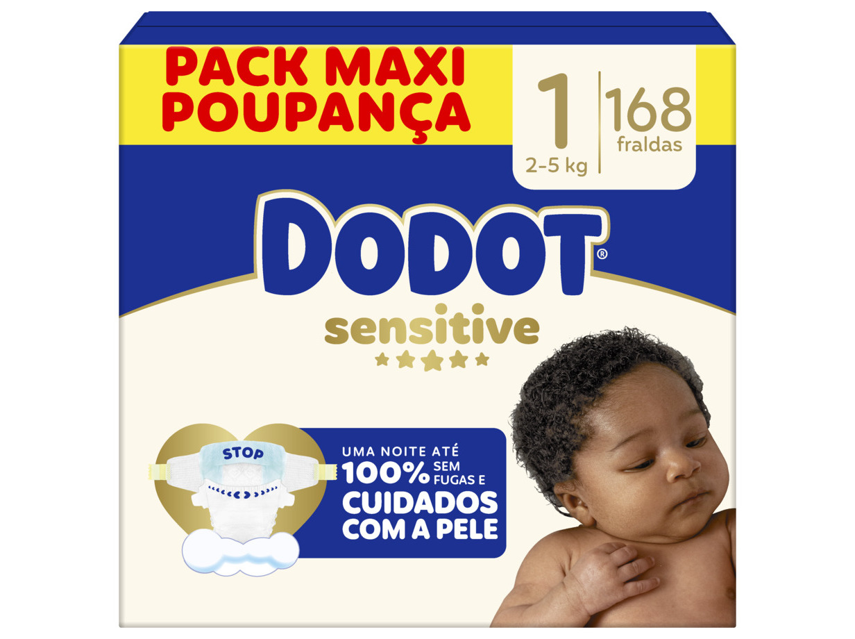 Fraldas dodot sensitive box t1 168un