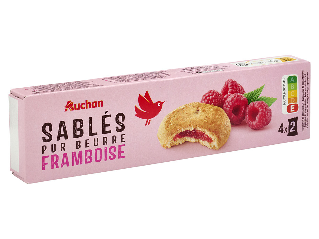 Biscoitos Auchan Areados Manteiga Recheado Framboesa 100g Auchan