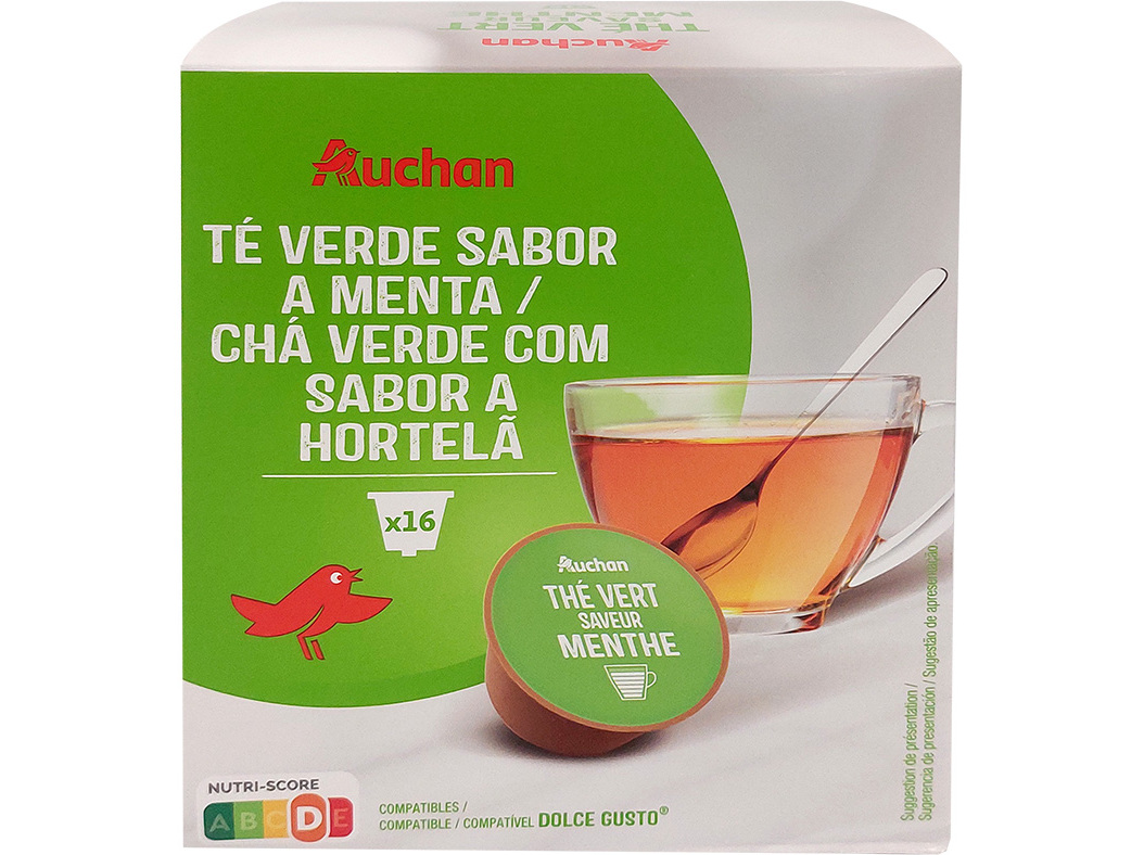 Cápsulas Auchan Compativeis Com Máquinas Dg Chá Verde Com Sabor A Hortelã 16un Auchan