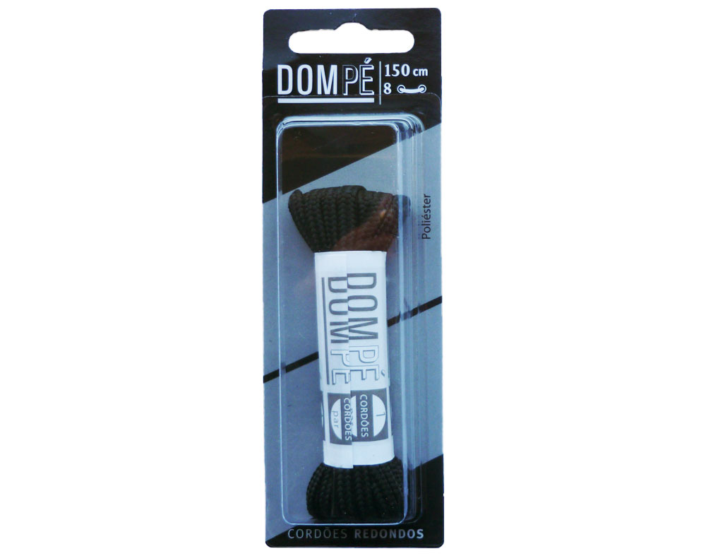 Cordão redondo dom pé preto 150 cm