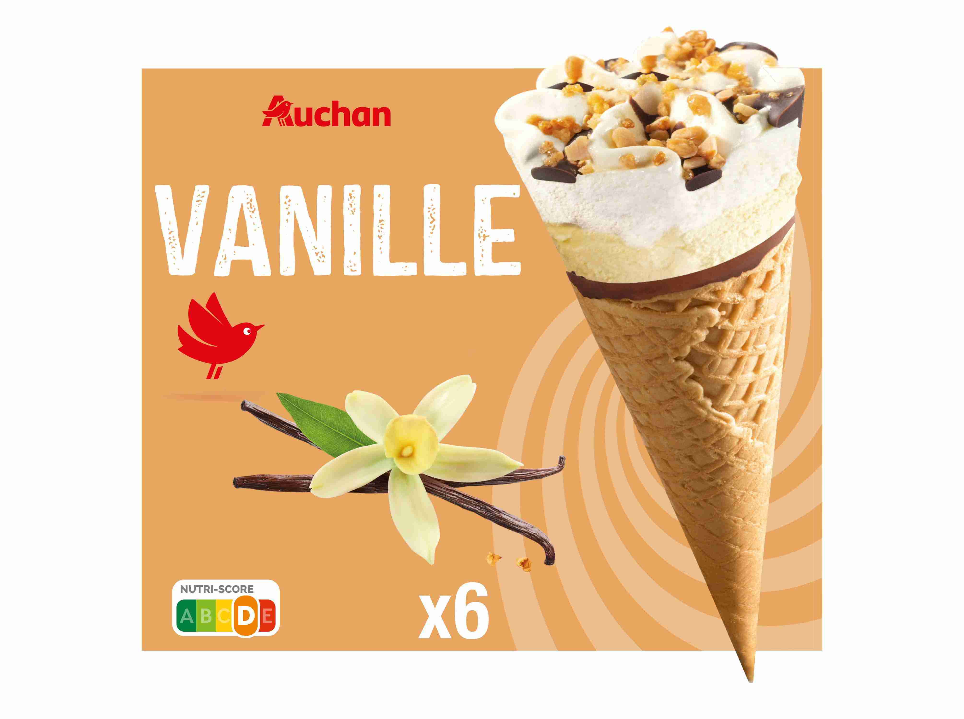 Gelado Cone Auchan Baunilha 6x120ml Auchan