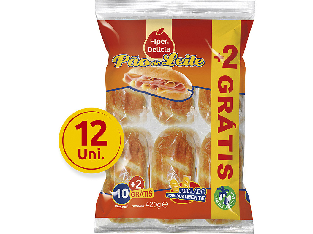 Pão Hiper Delicia De Leite 10+2un Oferta 420g Hiper Delicia