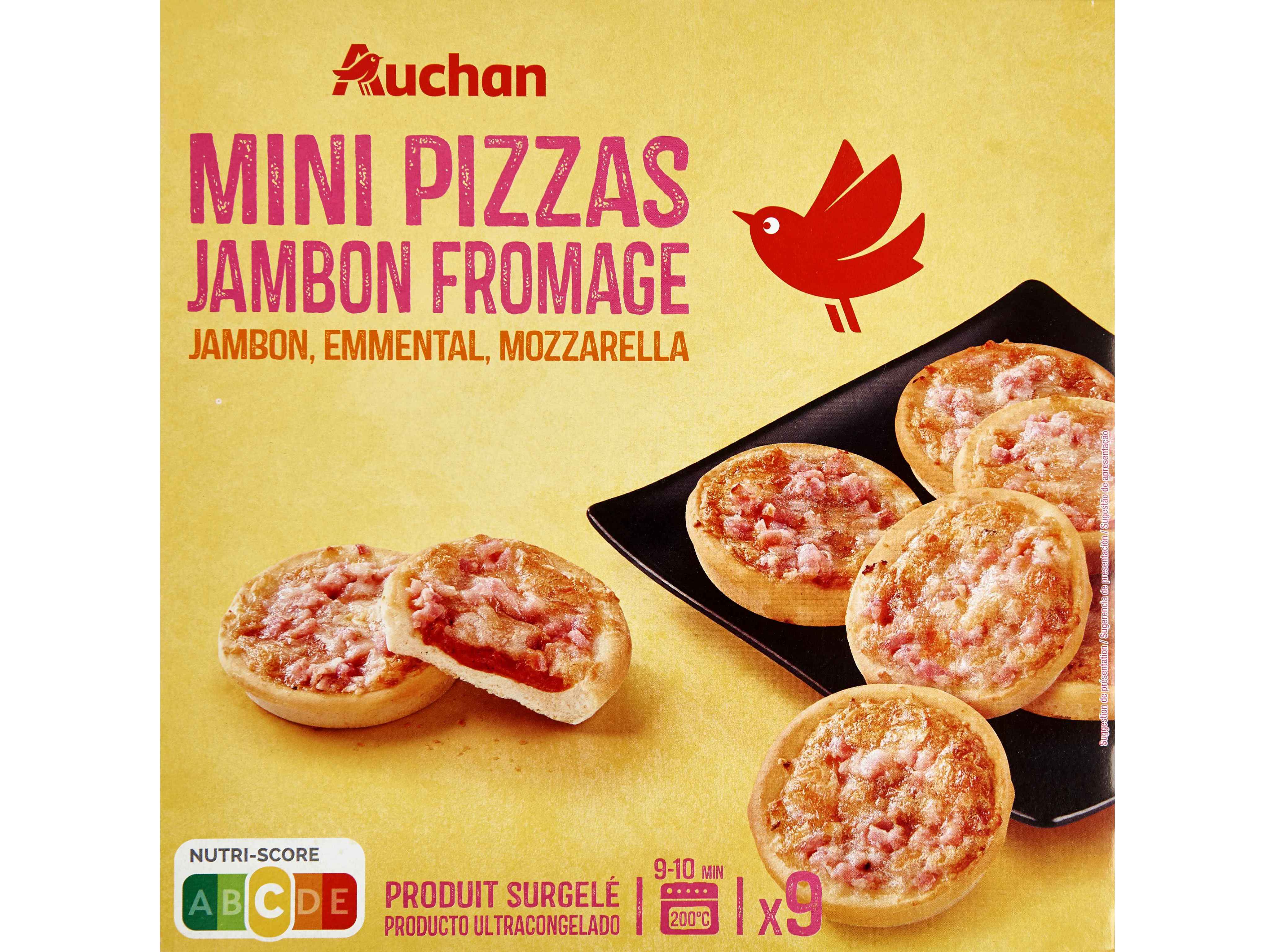 Mini pizzas auchan fiambre e queijo 9un 270g
