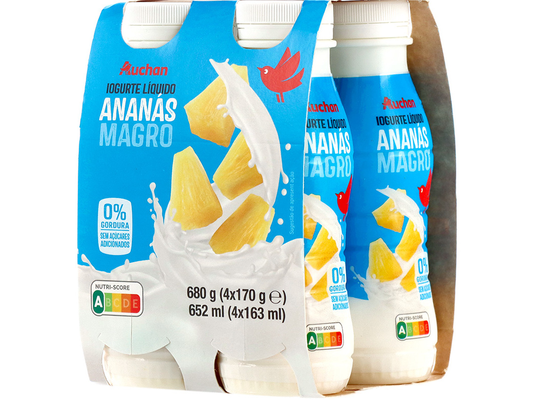 Iogurte Auchan Líquido Magro Ananás 4x170g Auchan
