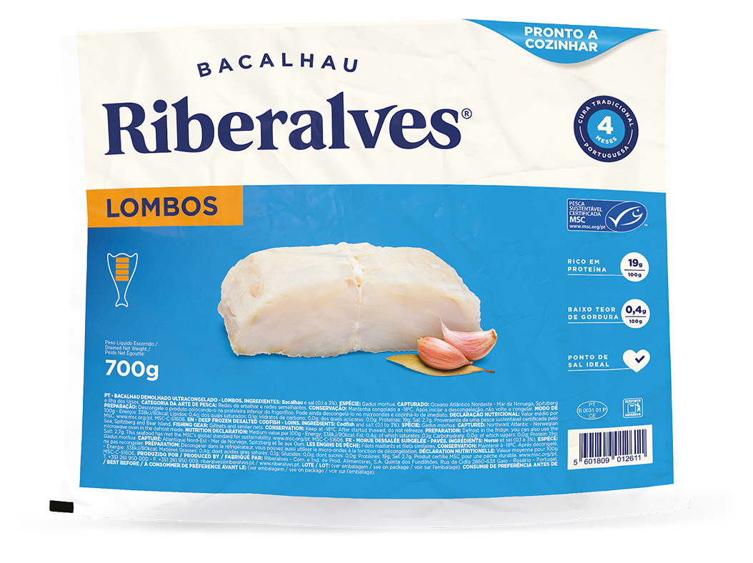 Bacalhau Riberalves Lombos 4 Meses Cura Msc 700g Riberalves