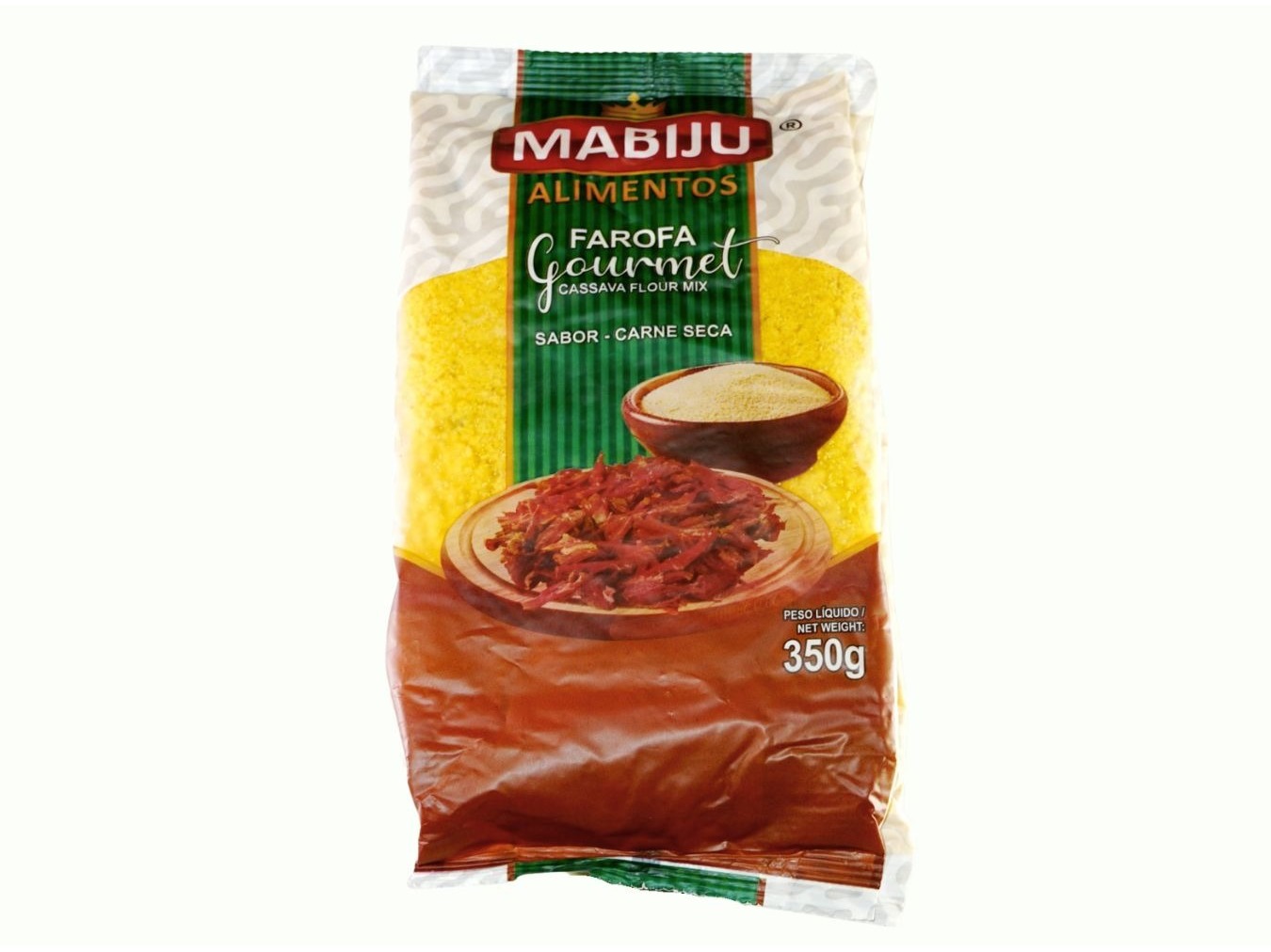 Farofa Pronta Mandioca Mabiju Carne Seca 350g Mabiju