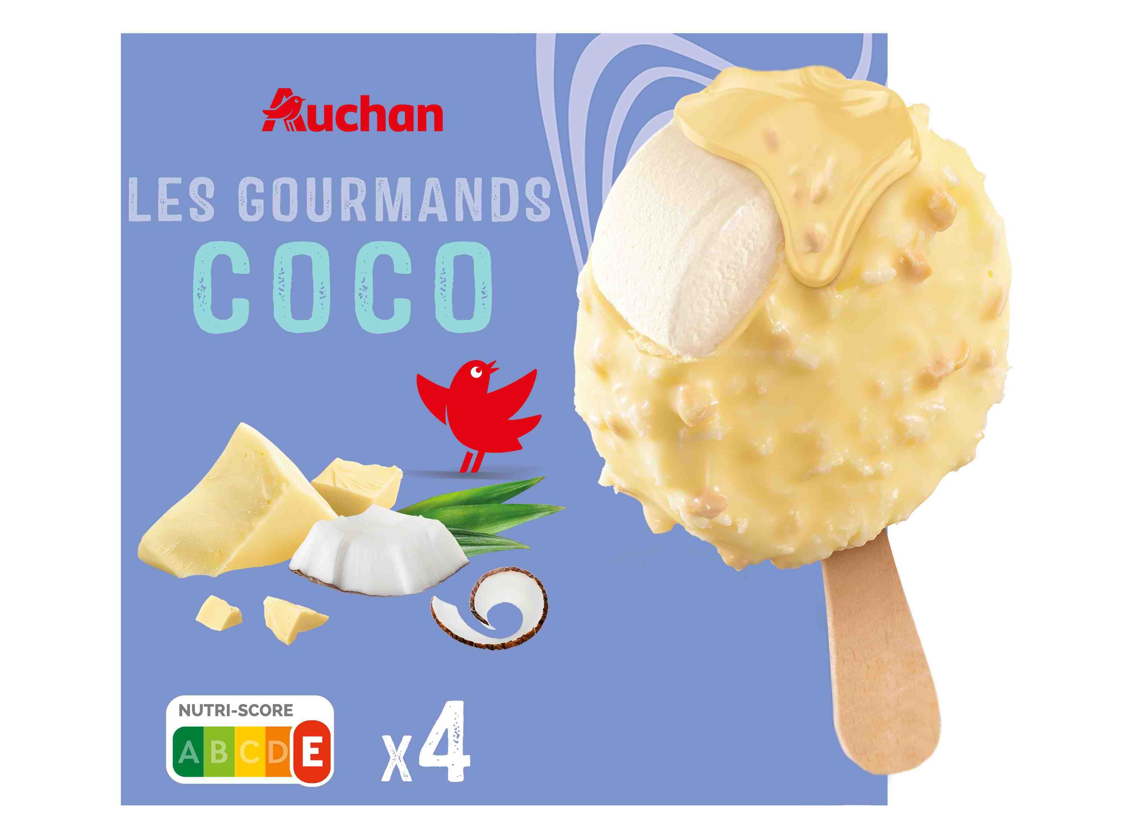 Gelado Auchan Coco Com Cobertura Chocolate Branco 4x70ml Auchan