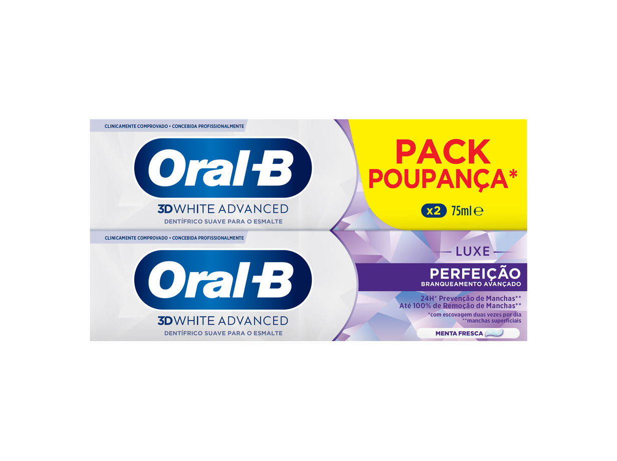 Pasta dentífrica oral-b 3d white luxe perfeição 2x75ml