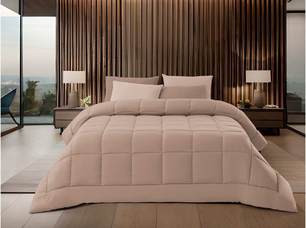 Edredão microfibra homespecial liso taupe 160x220cm