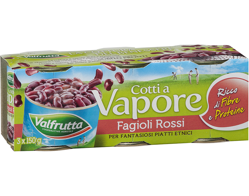 Feijão Encarnado Valfrutta Cozido Ao Vapor 3x150(140)g Valfrutta
