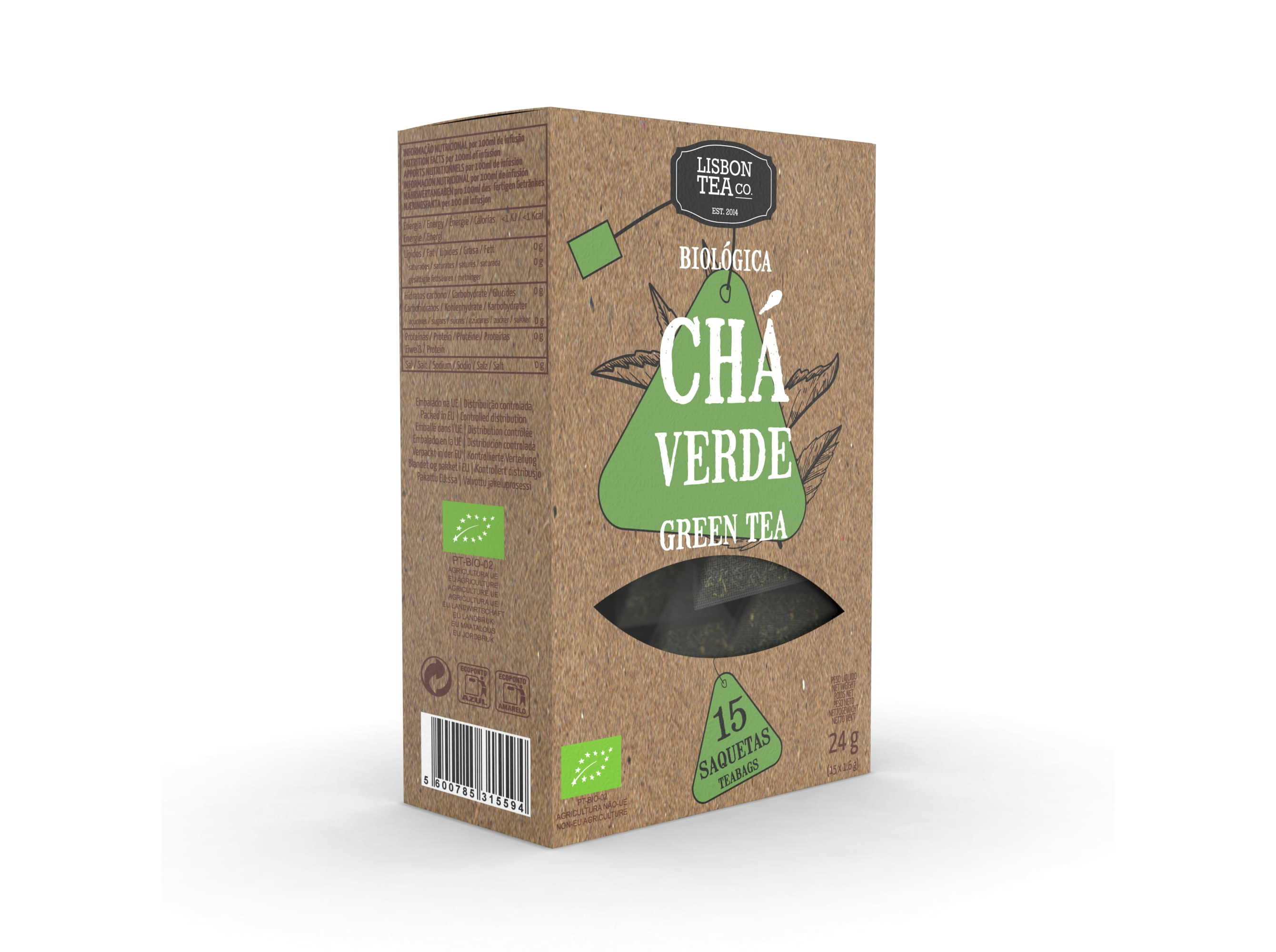 Chá Lisbon Tea Co. Verde Bio 15 Saquetas Lisbon Tea Co.