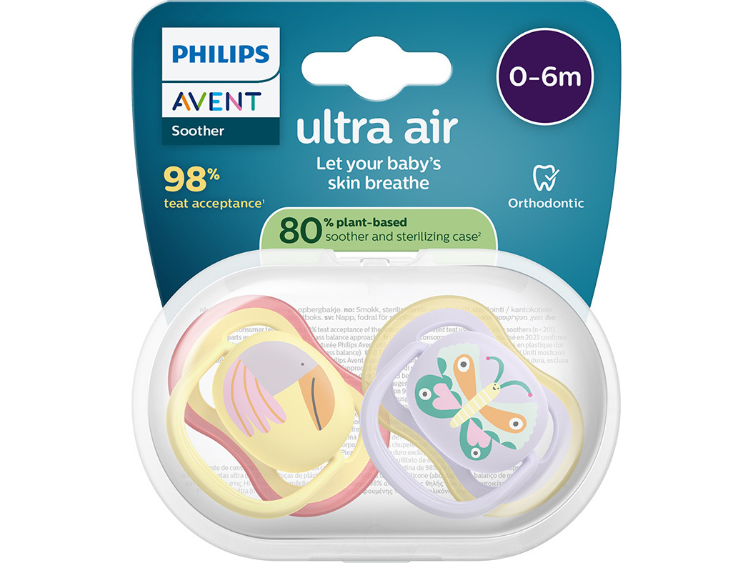 Chupeta avent ultra air 0-6m deco lil/am 2un