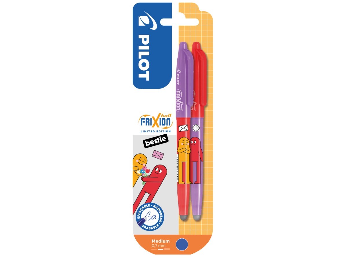 Caneta apagável pilot frixion ball bestie flowers friends 0.7mm azul 2 unidades