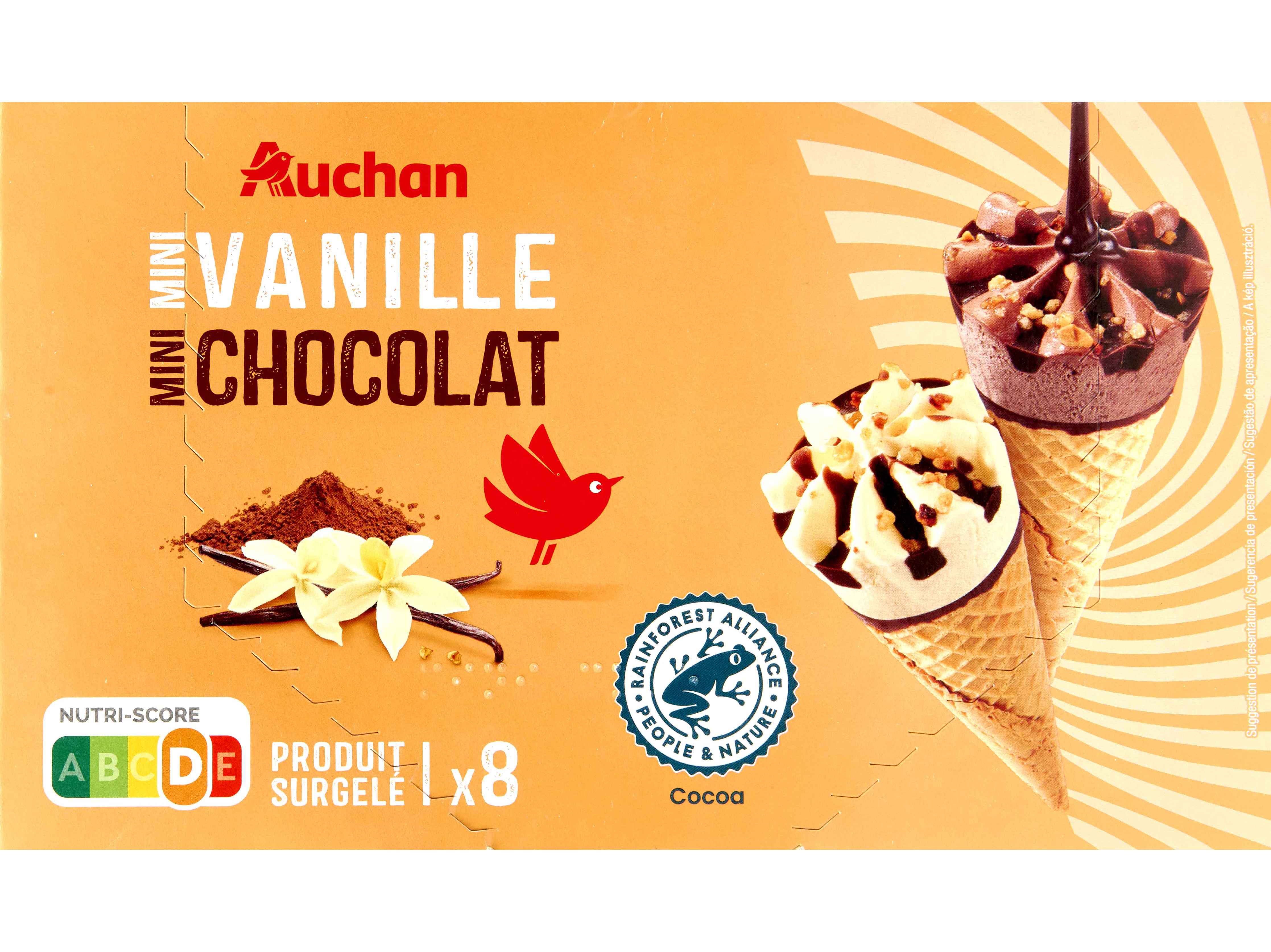 Gelado Cones Auchan Mini Baunilha Chocolate 8x70ml Auchan