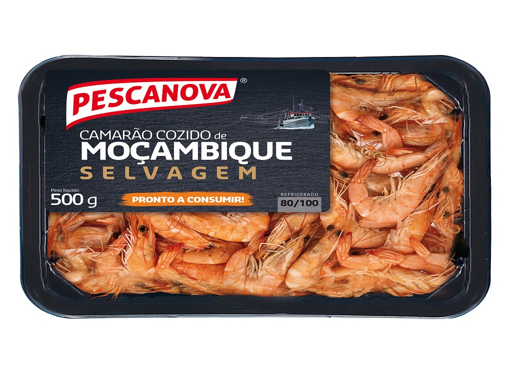 Camarão cozido pescanova 80/100 moçambique 500 gr