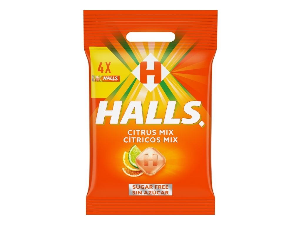 Drops Halls Sem Açúcar Sabores Cítricos 4un 128g
