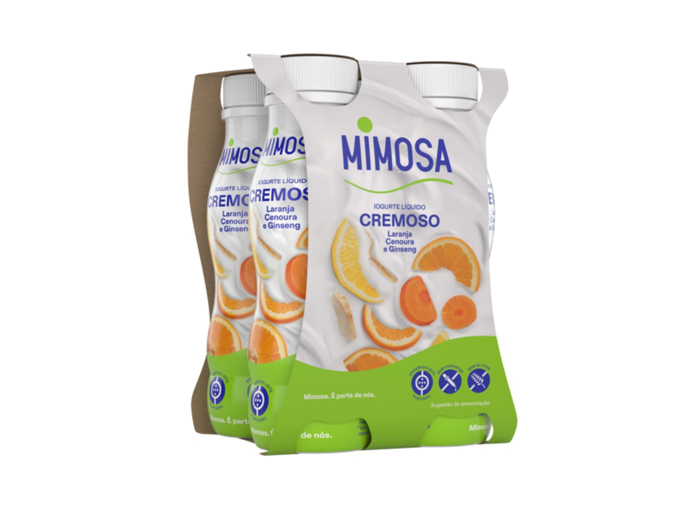 Iogurte Mimosa Líquido Cremoso Laranja Cenoura E Ginseng 4x151ml Mimosa