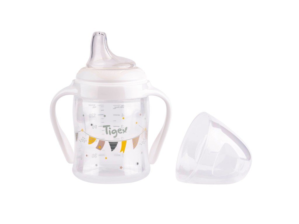 Caneca biberão gargalo largo tetina em silicone tigex 150ml