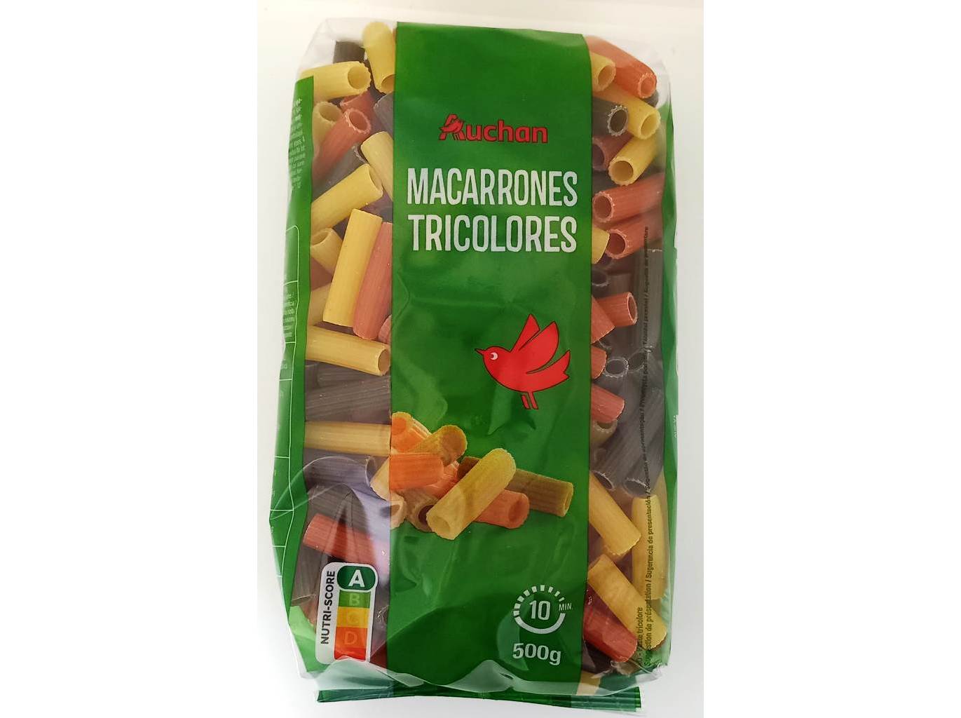 MASSA MACARRÃO AUCHAN TRICOLOR 500 G