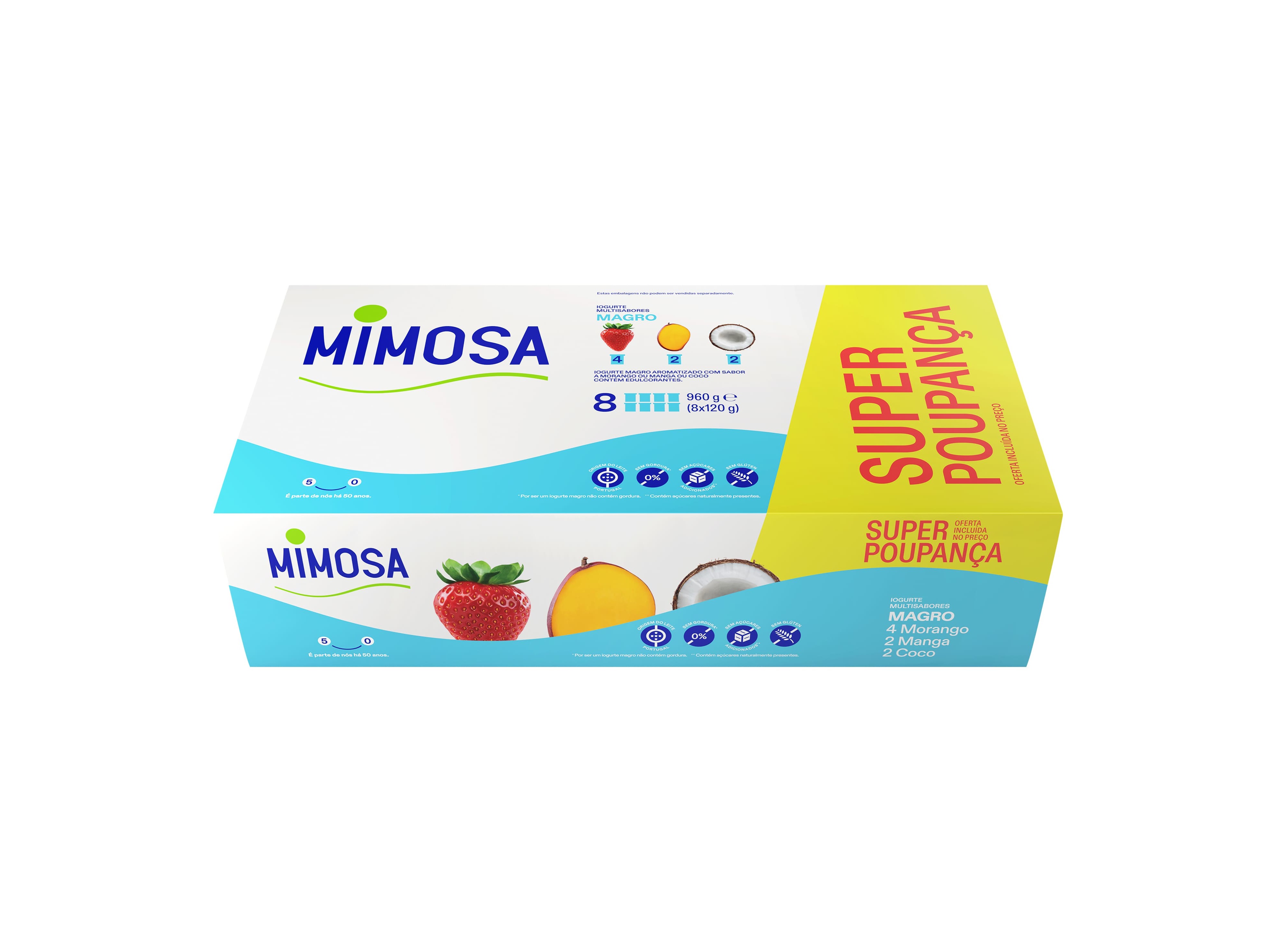 Iogurte Mimosa Magro Morangomanga E Côco 8x120g Mimosa