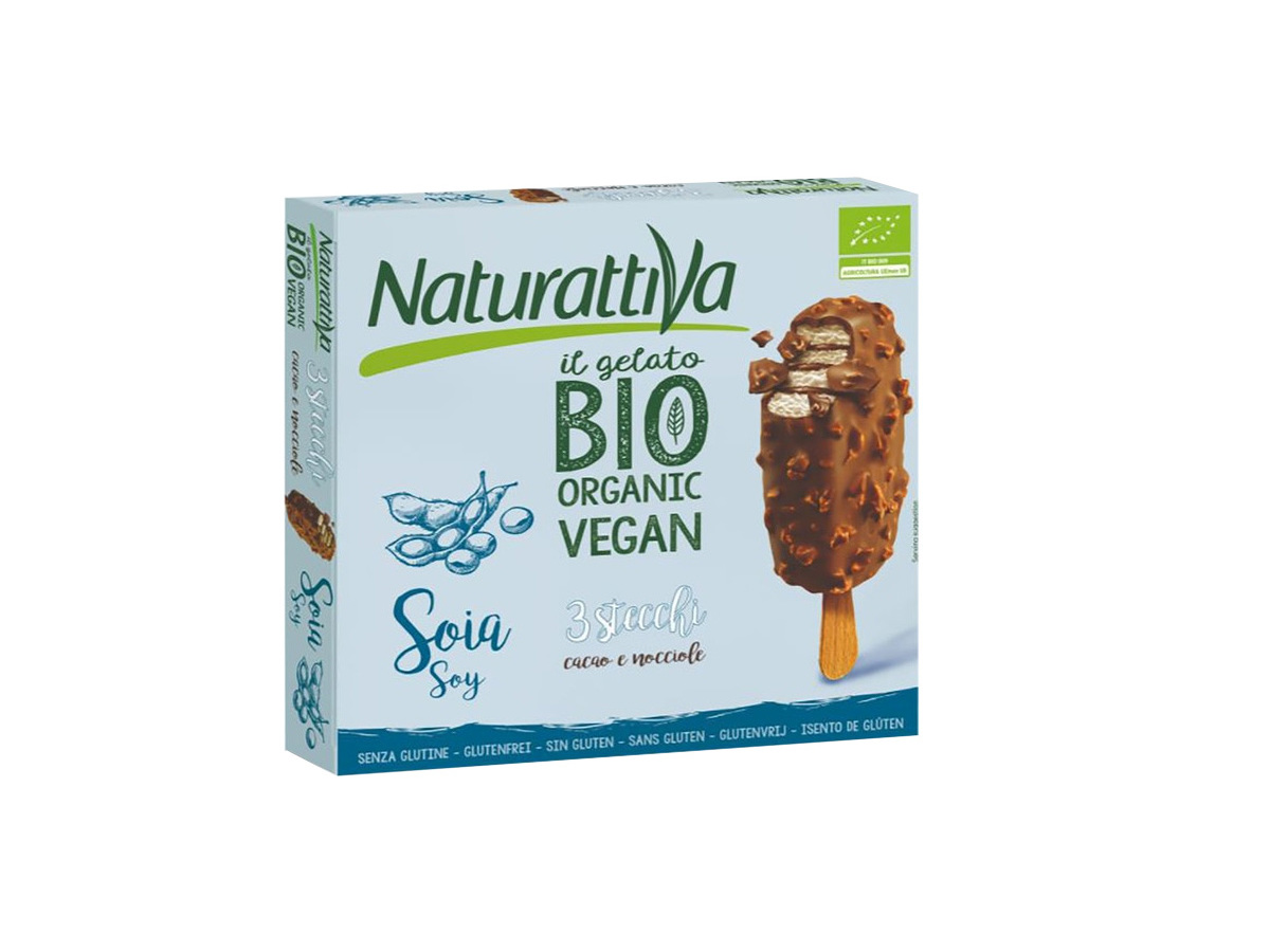Gelado Vegetal Naturattiva Soja Cacau Avelâ 3un 240g