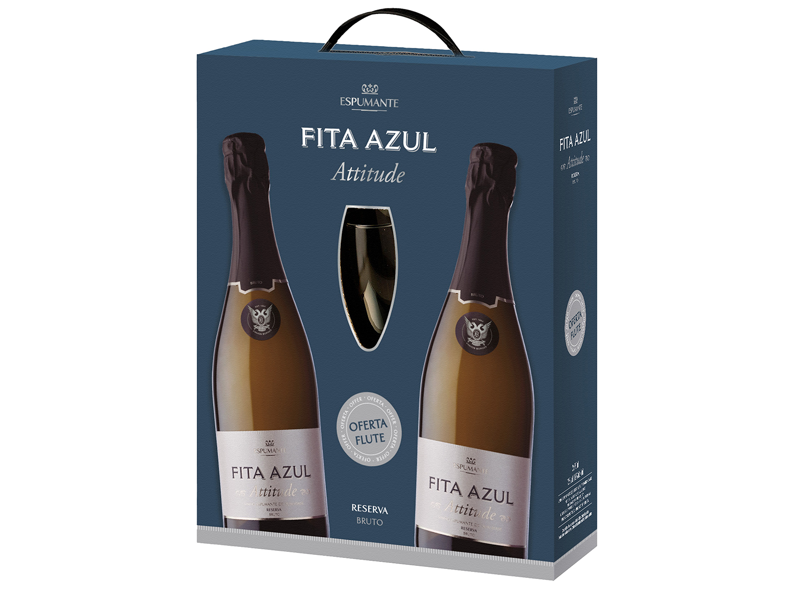 Conjunto Espumante Fita Azul Attitude 2x0.75.l+flute