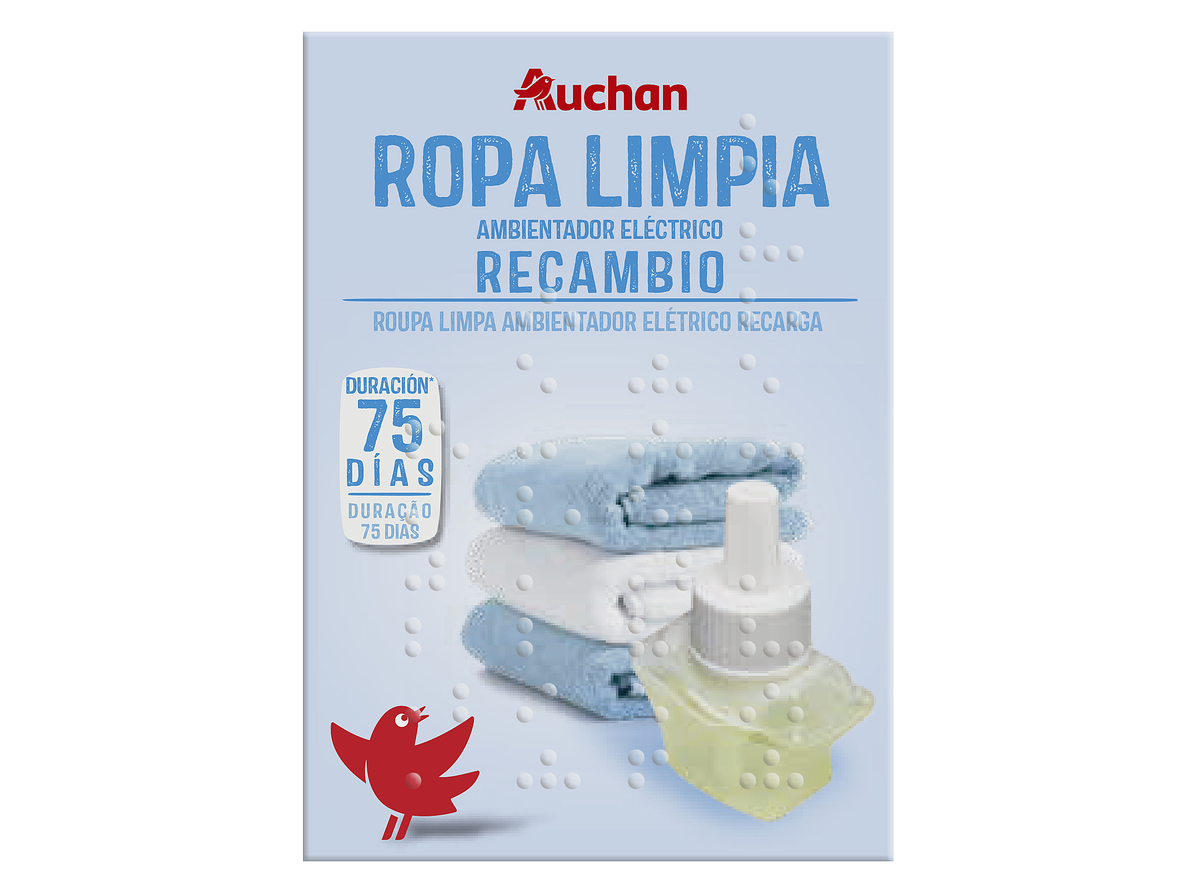 Ambientador eléctrico auchan recarga roupa limpa 25ml