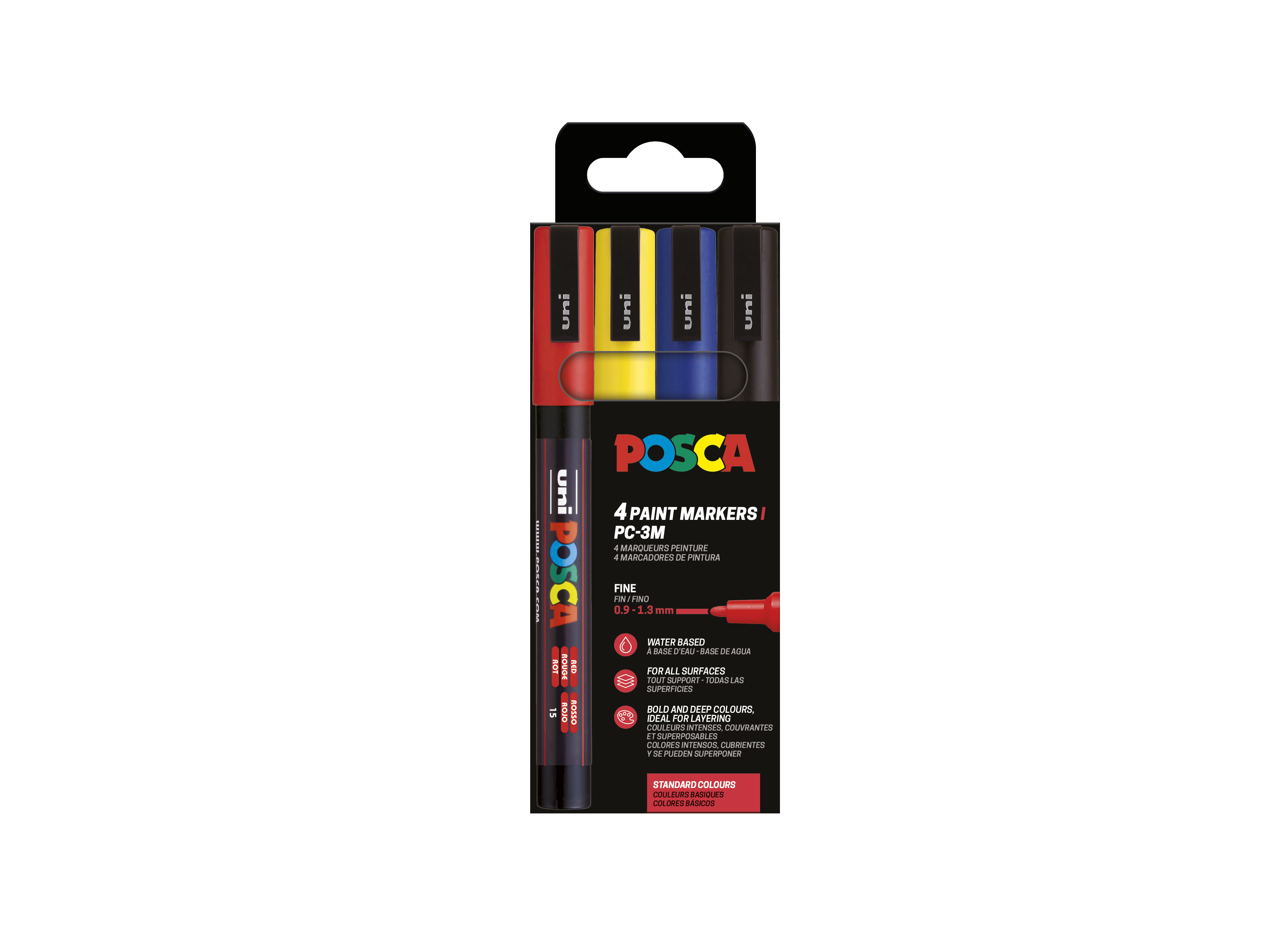 Marcador colorir posca pc-3m cores sortidas 4 unidades