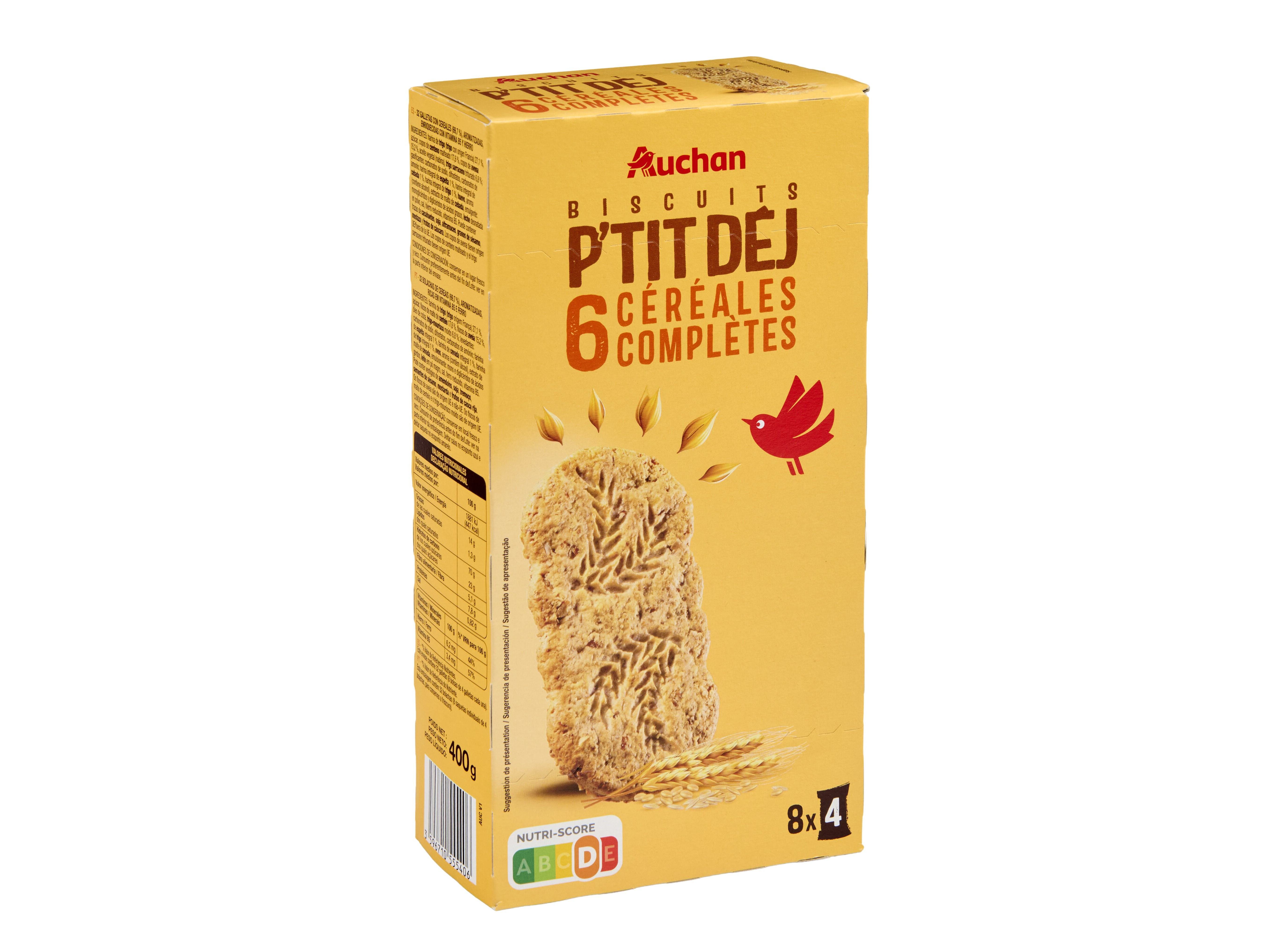 Bolacha De Pequeno Almoço Auchan 6 Cereais 8 Saquetas 400g Auchan